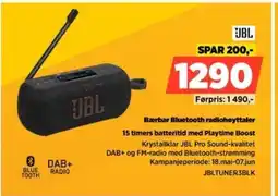 POWER JBL Bærbar Bluetooth radiohøyttaler 15 timers batteritid med Playtime Boost tilbud