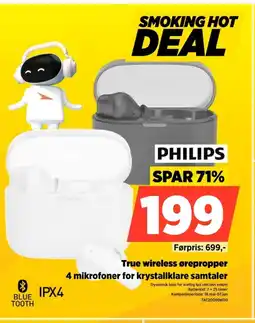 POWER PHILIPS True wireless ørepropper 4 mikrofoner for krystallklare samtaler tilbud