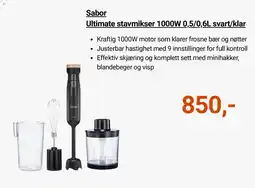 Kitch'n Sabor Ultimate stavmikser 1000W 0,5/0,6L svart/klar tilbud