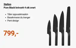 Kitch'n Stelton Pure Black knivsett 4 stk svart tilbud