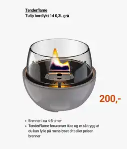 Kitch'n Tenderflame Tulip bordlykt 14 0,3L grå tilbud