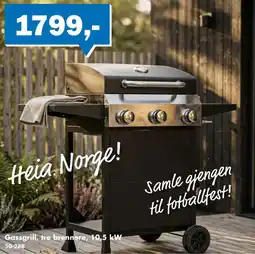 Biltema Gassgrill, tre brennere, 10,5 kW tilbud