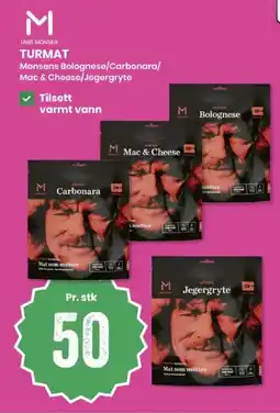Sport Outlet TURMAT Monsens Bolognese/Carbonara/ Mac & Cheese/Jegergryte tilbud