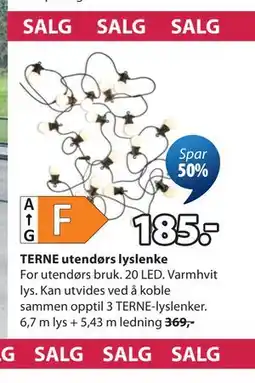 JYSK TERNE utendørs lyslenke tilbud