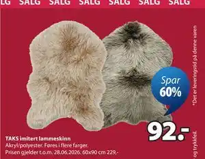 JYSK TAKS imitert lammeskinn tilbud
