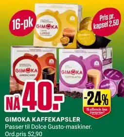 Europris GIMOKA KAFFEKAPSLER tilbud