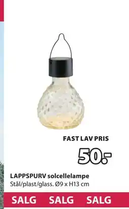 JYSK LAPPSPURV solcellelampe tilbud