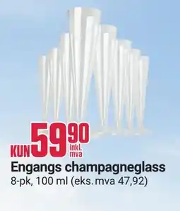 Europris Engangs champagneglass tilbud