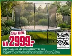 Europris OVAL TRAMPOLINE MED SIKKERHETSNETT 3 X 4,6 M tilbud