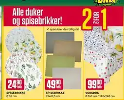 Europris Alle duker og spisebrikker! tilbud
