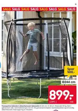 Rusta Trampoline inkludert sikkerhetsnett Adrenalin tilbud