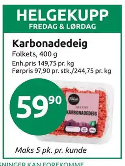 Joker Karbonadedeig tilbud