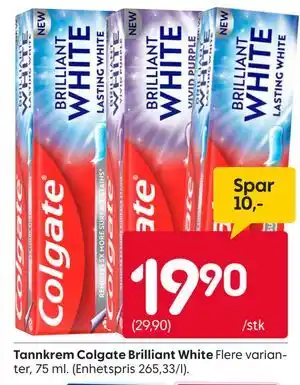 Rusta Tannkrem Colgate Brilliant White tilbud