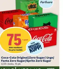 Coop Mega Coca-Cola Original/Zero Sugar/ Urge/ Fanta Zero Sugar/Sprite Zero Sugar, Medlemspris tilbud