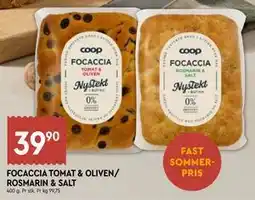 Coop Mega FOCACCIA TOMAT & OLIVEN/ ROSMARIN & SALT tilbud