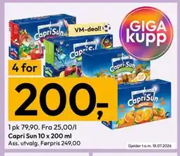 Gigaboks Capri Sun 10 x 200 ml tilbud