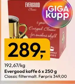 Gigaboks Evergood kaffe 6 x 250 g tilbud