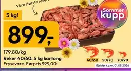 Gigaboks Reker 40/60. 5 kg kartong tilbud