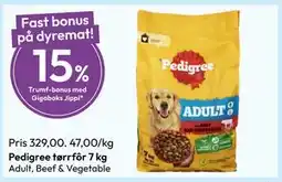 Gigaboks Pedigree tørrfôr 7 kg tilbud