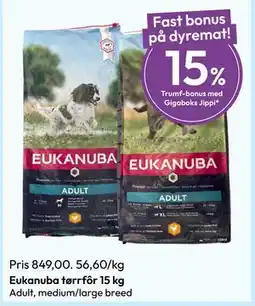 Gigaboks Eukanuba tørrfôr 15 kg tilbud