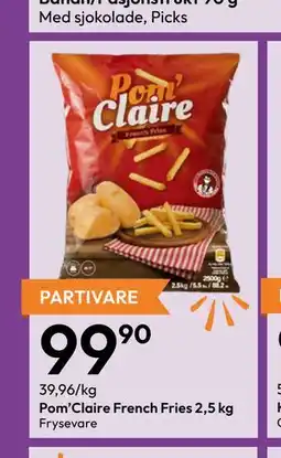 Gigaboks Pom’Claire French Fries 2,5 kg tilbud