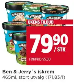 Meny Ben & Jerry´s iskrem tilbud