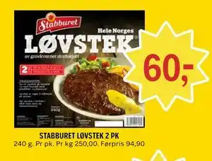 Coop Prix STABBURET LØVSTEK 2 PK tilbud