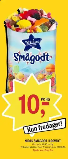 Coop Prix NIDAR SMÅGODT I LØSVEKT tilbud