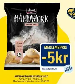 Coop Prix HATTING HÅNDVÆRK VEGGEN SPELT tilbud