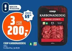 Coop Obs COOP KARBONADEDEIG tilbud