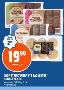 Coop Obs COOP STEINOVNSBAKTE BAGUETTER/ RUNDSTYKKER tilbud