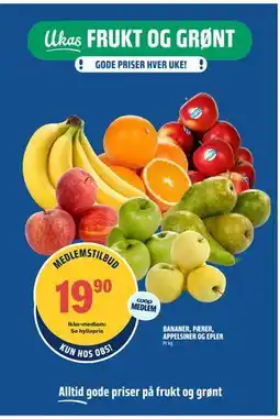Coop Obs BANANER, PÆRER, APPELSINER OG EPLER, Medlemspris tilbud
