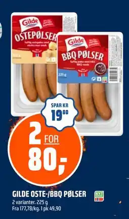 Coop Obs GILDE OSTE-/BBQ PØLSER tilbud
