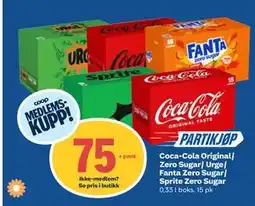 Coop Obs Coca-Cola Original/ Zero Sugar/ Urge/ Fanta Zero Sugar/ Sprite Zero Sugar, Medlemspris tilbud