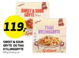 Bunnpris SWEET & SOURGRYTE OG THAI KYLLINGGRYTE tilbud