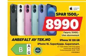 POWER iPhone 16 128 GB tilbud