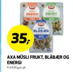 Bunnpris AXA MÜSLI FRUKT, BLÅBÆR OG ENERGI tilbud