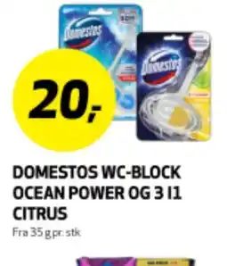 Bunnpris DOMESTOS WC-BLOCK OCEAN POWER OG 3 I1 CITRUS tilbud