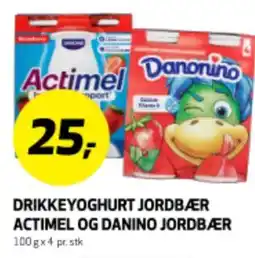 Bunnpris DRIKKEYOGHURT JORDBÆR ACTIMEL OG DANINO JORDBÆR tilbud