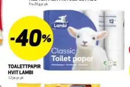 Bunnpris TOALETTPAPIR HVIT LAMBI tilbud