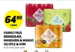 Bunnpris FARRIS FRUS BRINGEBÆR, MANDARIN & MANGO OG EPLE & KIWI tilbud