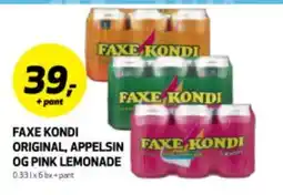 Bunnpris FAXE KONDI ORIGINAL, APPELSIN OG PINK LEMONADE tilbud