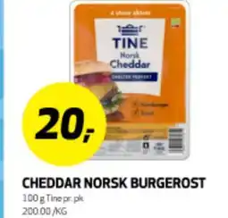 Bunnpris CHEDDAR NORSK BURGEROST tilbud