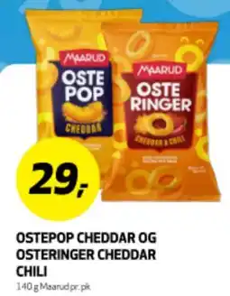 Bunnpris OSTEPOP CHEDDAR OG OSTERINGER CHEDDAR CHILI tilbud