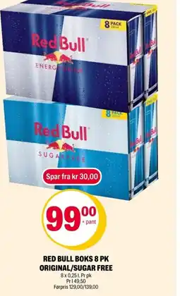 Coop Extra Red Bull boks 8 pk original/sugar free tilbud