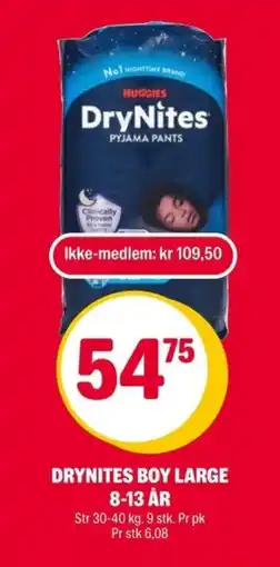 Coop Extra DRYNITES BOY LARGE 8-13 ÅR tilbud