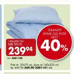 Sparkjøp GRANITT DYNE OG PUTE SETT tilbud