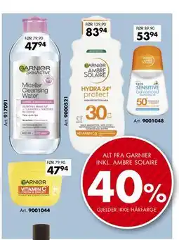 Sparkjøp ALT FRA GARNIER INKL. AMBRE SOLAIRE tilbud
