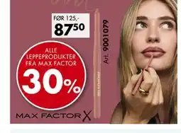 Sparkjøp ALLE LEPPEPRODUKTER FRA MAX FACTOR tilbud