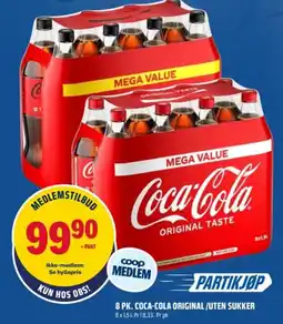 Coop Obs 8 pk. Coca-Cola original /uten sukker tilbud